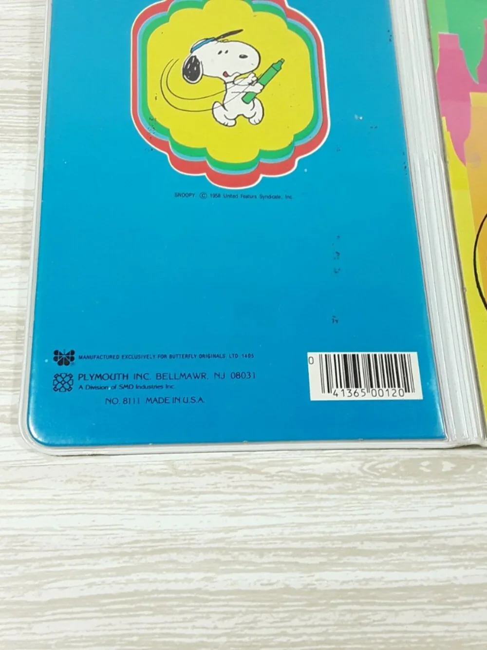 Vtg SNOOPY Notepad Folder 8.5x5.5 Hard Cover Note Paper Peanuts school supplies
